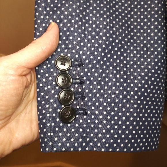 J. Crew Indigo Denim & White Polka Dot Schoolboy Blazer, Style# 40203 - Picture 8 of 16